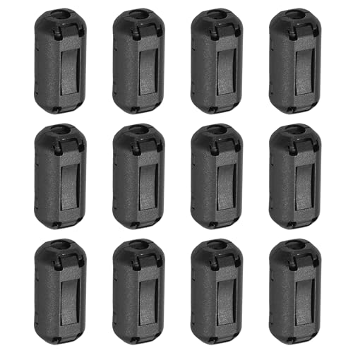 uxcell 12 Pcs Ferrite Filter Ring Core RFI EMI Noise Suppression Cable Clip ID 5mm 0.2Inch Regular Styles for Electronic Devices, Industry, Black - color: Black, size: 5mm