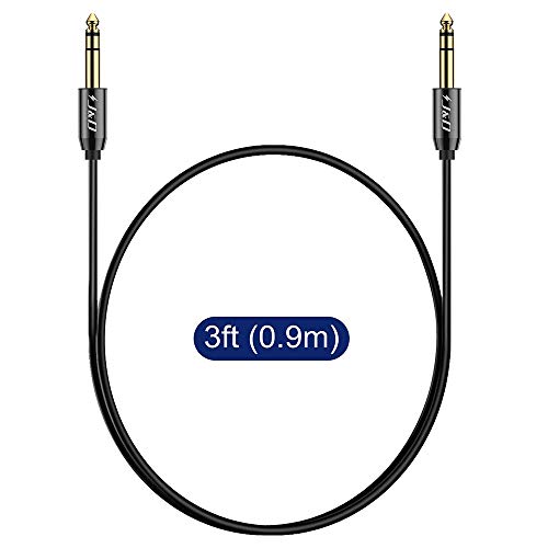 J&D 1/4 inch TRS Cable, Gold Plated Heavy Duty Copper Shell TRS 6.35mm Male to Male Balanced Stereo Audio Adapter, Quarter inch Guitar Interconnect Cable for Studio Monitors, Bass, Keyboard, 3 Feet - size: 3 Feet