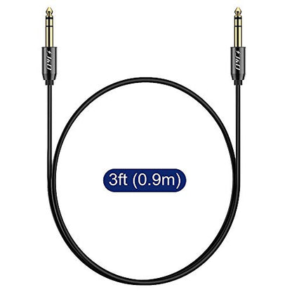 J&D 1/4 inch TRS Cable, Gold Plated Heavy Duty Copper Shell TRS 6.35mm Male to Male Balanced Stereo Audio Adapter, Quarter inch Guitar Interconnect Cable for Studio Monitors, Bass, Keyboard, 3 Feet - size: 3 Feet