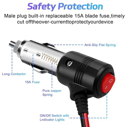 2 Way Car Cigarette Lighter Socket Splitter Accessory with Switch DC 12V-24V Chargers Adapter LED