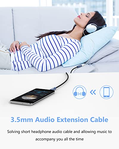 MillSO 3.5mm Headphone Extension Cable Nylon Braid 8 FT TRRS Male to Female - size: 8 ft