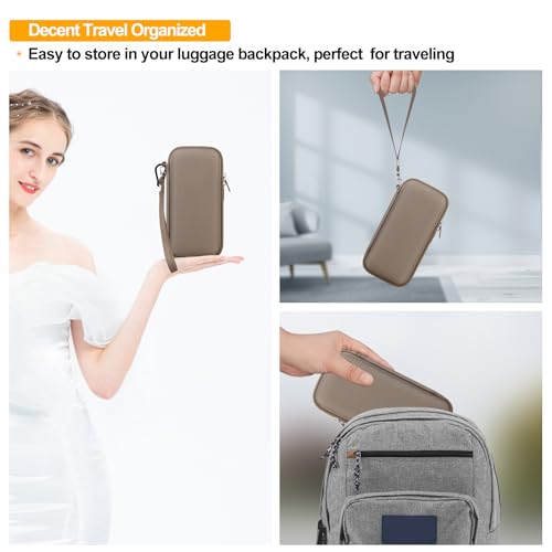 Elonbo Carrying Case Compatible with Portable Handheld Inhaler Nebulizer Machine for Adults and Kids, Asthma Inhaler/Handheld Atomizer Machine Hard Travel Bag, Mesh Pocket Fits Charging Cable, Brown - color: Brown