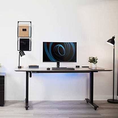VIVO Mechanical Free Standing Single Monitor Mount Desk Stand, Tall Height Adjustable Arm for Screens up to 32 inches, Black, STAND-V001V