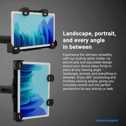 ARKON Mounts LockVise Locking Car Headrest Tablet Mount | Lockable Tablet Holder | Secure | Compatible with iPad, Samsung, Google Tablets Used for Rideshare, Taxi, Uber, & More