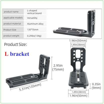 DSLR Camera L Bracket,Vertical Camera Mount,Quick Release Plate for Horizontal Vertical Photography, Compatible with Canon Nikon Sony Stabilizer Monopod Tripod