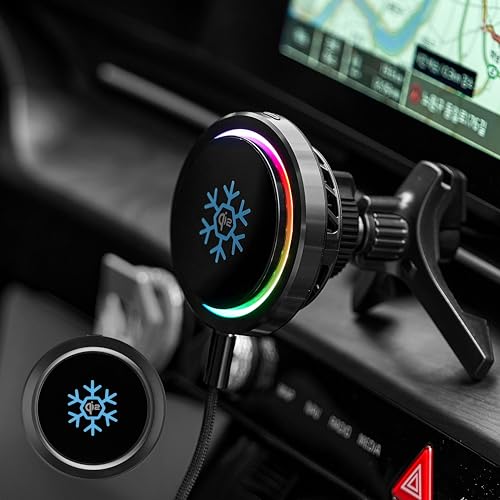 Qi2 Certified 15W Wireless Car Charger with Peltier Cooling, MagSafe Compatible Magnetic Car Mount, Strong N52 Air Vent Phone Holder for iPhone 17/16/15/14 Pro Max, Galaxy S26/S25(Black) - color: Black