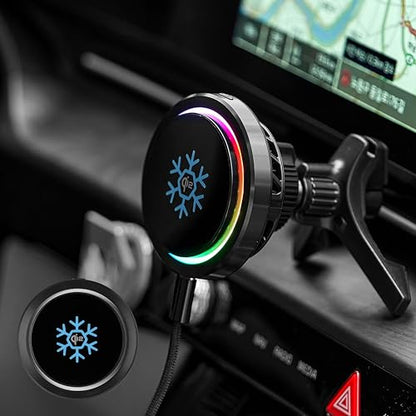 Qi2 Certified 15W Wireless Car Charger with Peltier Cooling, MagSafe Compatible Magnetic Car Mount, Strong N52 Air Vent Phone Holder for iPhone 17/16/15/14 Pro Max, Galaxy S26/S25(Black) - color: Black