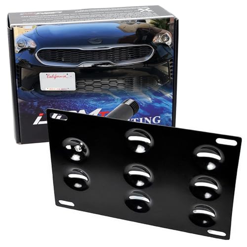 iJDMTOY No Drill Front Bumper Tow Hook License Plate Mounting Bracket Adapter Kit Compatible with 2018-up Kia Stinger