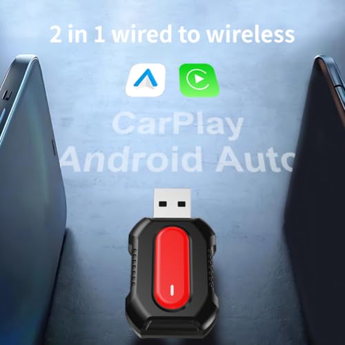 Wireless CarPlay Adapter for Apple iPhone & Android Auto, 2-in-1 Fast & Stable Mini CarPlay Adapter Convert Wired to Wireless,Plug & Play, BT 5.4, 2.4G/5G WiFi