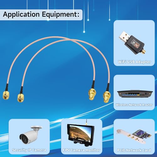 Yuslao RP-SMA Male to RP-SMA Female Bulkhead Mount RG316 Antenna Extension Cable 12inch 30cm Compatible with WiFi Router USB Adapter Security IP Security Camera PCIE Network Card Modem (2-Pack) - size: 12 inch / 30cm (2-Pack)