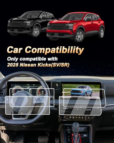 2026 Nissan Kicks Screen Protector - For 2025-2026 Kicks 12.3-Inch Navigation + 12.3-Inch Instrument Screen Protector - 4 Pcs Nano Film For 2025 2026 Nissan Kicks(SV/SR) Accessories Anti Fingerprints