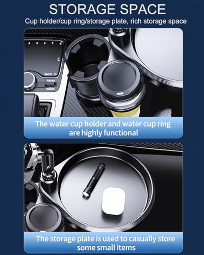 4-in-1 Upgrade Car Cup Holder Tray- Expandable Car Food Table Tray | Multifunctional Detachable Car Tray with Phone Holder | Adjustable Cup Holder for Car Road Trip Essentials