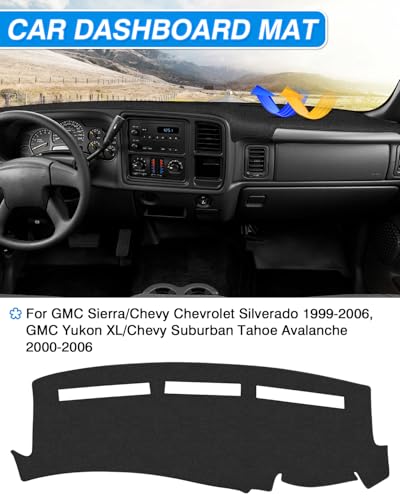 Cartist Dash Cover Compatible with GMC Sierra/Chevy Chevrolet Silverado 1999-2006, GMC Yukon XL/Chevy Suburban Tahoe Avalanche 2000-2006 Dashboard Cover Mat Non-Slip Pad Carpet Sunshield Protector - size: GMC Sierra/Chevy Silverado 1999-2006