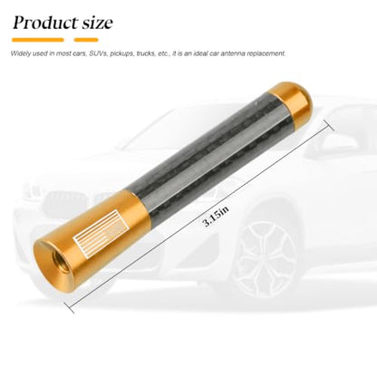 BESULEN 3.1 Inch Car Short Antenna, American Flag Design, Golden - color: Gold, size: 3.1 Inch