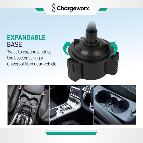 CHARGEWORX Magnetic Cupholder Phone Mount – Universal Car Cell Phone Holder with 360° Adjustable Gooseneck & Twist-Lock Base, Hands-Free Magnetic Mount for iPhone MagSafe & Android - size: No Size