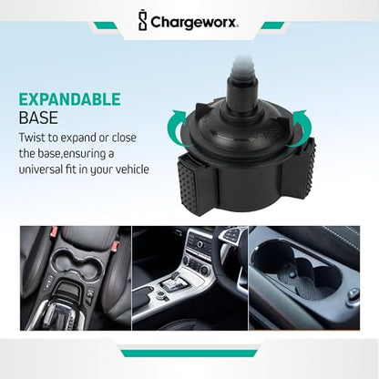 CHARGEWORX Magnetic Cupholder Phone Mount – Universal Car Cell Phone Holder with 360° Adjustable Gooseneck & Twist-Lock Base, Hands-Free Magnetic Mount for iPhone MagSafe & Android - size: No Size