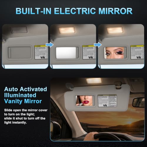 ItranMc Sun Visor Driver&Passenger Side for 2008-2013 Toyota Highlander - color: (Gray)Left & Right Side