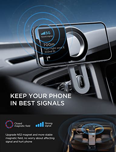 LISEN for Magsafe Car Mount, Strong Magnets Magnetic Phone Holders for Your Car, 360 Degree Adjustable Air Vent Hands Free Car Phone Holder Fit for iPhone 17-12 & All Smartphones, Blue - color: Blue