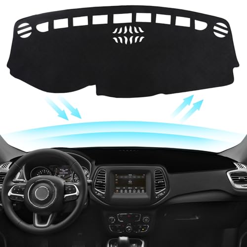Black Dashboard Dash Board Cover Mat Carpet for Jeep Compass 2017-2021 Accessories Dash Cover Flannel Material Dash Mat Sunshade - size: for Jeep 2017-2021 Compass