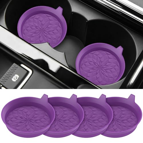 ME.FAN Car Cup Coasters [4 Pack] Silicone Cars Coasters - Universal Non-Slip Recessed Interior Accessories - Cup Holder Inserts Deep Purple - color: 4pack-deep Purple