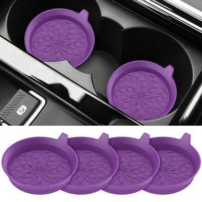 ME.FAN Car Cup Coasters [4 Pack] Silicone Cars Coasters - Universal Non-Slip Recessed Interior Accessories - Cup Holder Inserts Deep Purple - color: 4pack-deep Purple