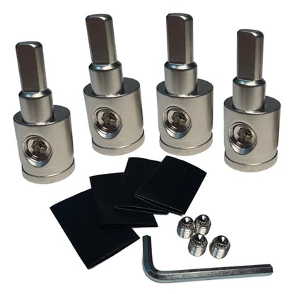 4PCS Heavy-Duty Brass Amp Input Reducers 1/0 Gauge to 4 Gauge - Durable Amp Connectors with Heat Shrink Tubing for Car Audio Accessories - size: 4Pcs（0 to 4 Gauge）