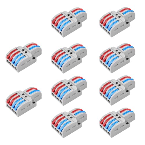 NineLeaf 10PCS Quick Connect Wire Connectors,2 in 4 Out Quick Wiring Connector, Compact Splicing Inline Electrical Connectors, Quick Connect for Cables from 28 to 12AWG - color: CONN-24, size: 10PCS