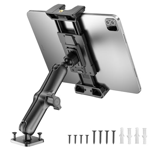 OHLPRO 6" Aluminum Arm Tablet Mount for Truck - Heavy Duty Drill Base Car Tablet Holder Compatible with iPad Samsung Tab 5"-13" Tablets and Phones, for Dashboard/Wall/Business/Desktop, etc. - size: 6" Aluminum Arm