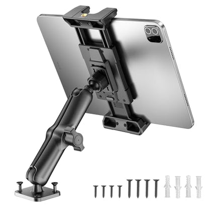 OHLPRO 6" Aluminum Arm Tablet Mount for Truck - Heavy Duty Drill Base Car Tablet Holder Compatible with iPad Samsung Tab 5"-13" Tablets and Phones, for Dashboard/Wall/Business/Desktop, etc. - size: 6" Aluminum Arm