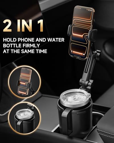 DYLEN Cup Holder Phone Holder for Car, 2 in 1 Cup Holder Phone Mount