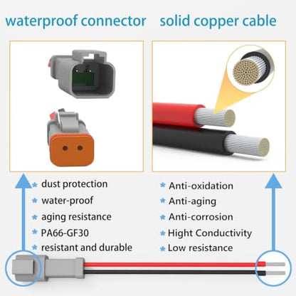 DT 2 Pin Waterproof Connectors, 14 AWG Deutsch 2 Wire Connector (2 Pin) - size: 2 Pin (4Pairs)