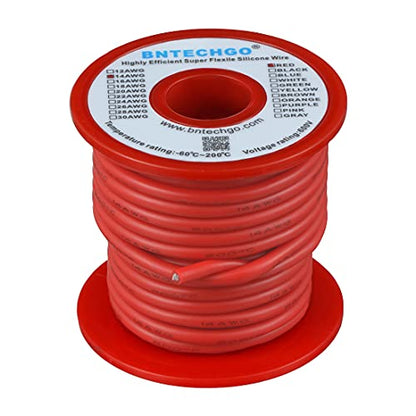 BNTECHGO 14 Gauge Silicone Wire Red 25ft Stranded Tinned Copper Wire - color: Red, size: silicone wire 25ft