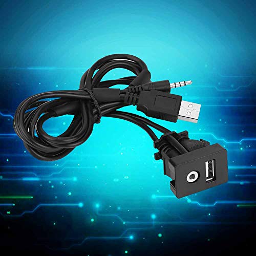 USB and Aux Port for Car, Universal Plastic and Copper 3.5mm Automotive USB Dual Port Panel Mount 3.5mm AUX Cable for Most Cars
