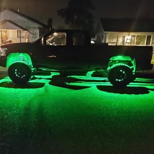 2 Pods LED Rock Lights, Ampper Waterproof LED Neon Underglow Light for Car Truck ATV UTV SUV Offroad Boat Underbody Glow Trail Rig Lamp (Green) - color: Green, size: 2 Pods