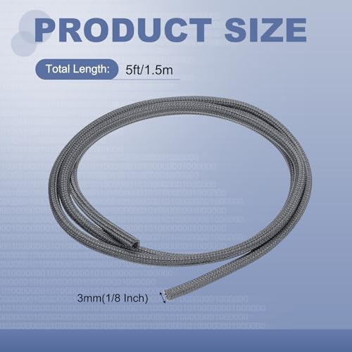 MECCANIXITY Split Sleeve Wire Loom 1/8" 5Ft Grey Self Wrapping Braided Sleeve UL94-V2 Fireproof PET Sleeving for Automotive, Home Cable Management - color: Grey, size: 1/8" x 5Ft
