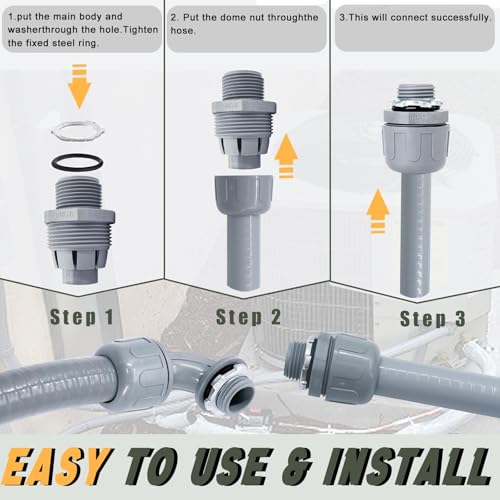 1 Inch 150 FT Non Metallic Liquid-Tight Conduit and Connector Kit - Includes 5 Straight and 4 Angle Fittings for Electrical Wiring - size: 1inch 150 Ft