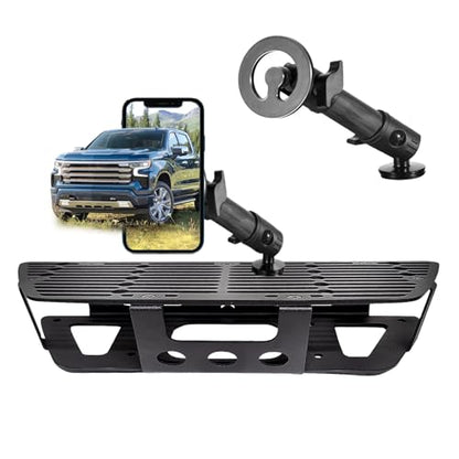 2024 2025 2026 Silverado 1500 Magnetic Phone Mount Compatible with 2019-2026 Chevy Silverado & 2019-2021 GMC Sierra Accessories Metal Cell Phone Holder Dash Platform Mount(No-Drill Installation) - style: V1