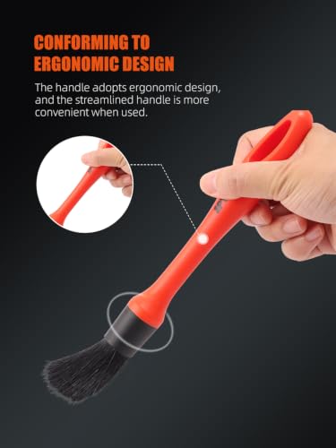 SPTA Car Detailing Brush Set, 5 Pack Soft Mixed Hair Auto Detail Brush Kit No Scratch for Automotive Elegant Surface Interior Exterior Dashboard Emblems Panels Engine Bay Wheels Air Vent Seat Leather - color: Car Detail Brush Set 5