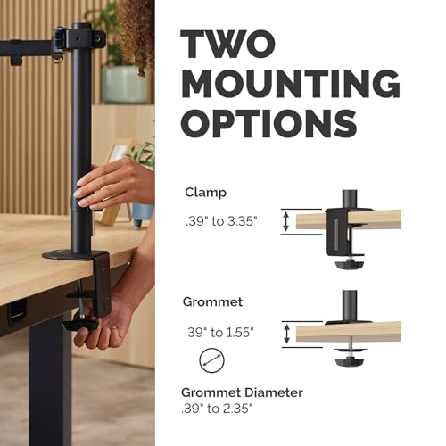 Fellowes Everyday Adjustable Single Monitor Arm – Supports Screens up to 32" Weighing 19.84 lbs, Tilt, Swivel, Rotate, VESA 75/100, Clamp or Grommet Mount, Cable Management - style: Everyday Single Arm