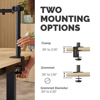 Fellowes Everyday Adjustable Single Monitor Arm – Supports Screens up to 32" Weighing 19.84 lbs, Tilt, Swivel, Rotate, VESA 75/100, Clamp or Grommet Mount, Cable Management - style: Everyday Single Arm