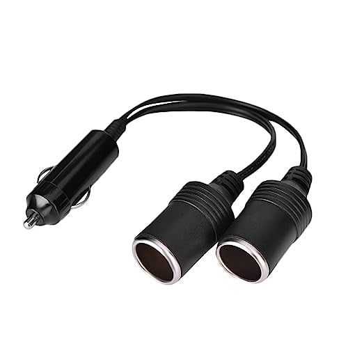 Dual Cigarette Lighter Adapter, Dual Socket for Multiple Devices Car Charger with 9.4 Inch Cable for Drivers Travelers Using Phones GPS and Dash Cams