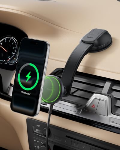 Belkin Qi2 15W Magnetic Wireless Dash Mount, Fast Charging Car Charger - style: Dash Mount