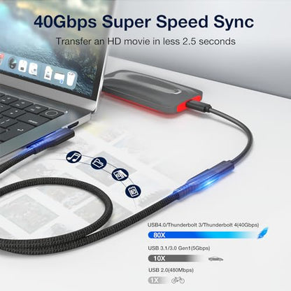 UseBean 40Gbps USB C Extension Cable 1FT, Right Angle USB 4 Extension Cable - color: Black, size: 1ft