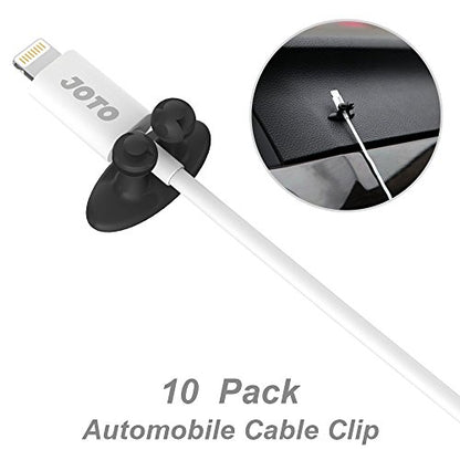 Car Cable Clip, JOTO Car Charger Mounts Cable Tie Holder, Car Cable Organizer, Desk Wall Cable Wire Clips, Computer, Electrical, Cord Cable Tie Drop (Black, 10 piece)