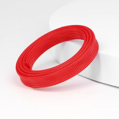 25ft PET Expandable Braided Cable Sleeve 1/3inch(8mm) Pet Braided Cable Sleeve for Audio Video Device Wire Automotive Wire (Red) - color: Red, size: 8mm"(1/3 inch)