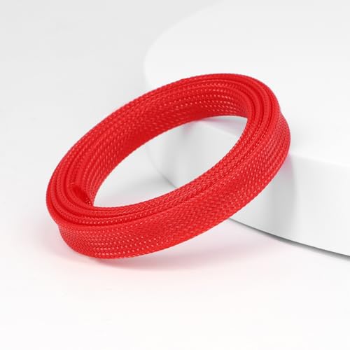 25ft PET Expandable Braided Cable Sleeve 1/2inch(12mm) Pet Braided Cable Sleeve for Audio Video Device Wire Automotive Wire (Red) - color: Red, size: 12mm"(1/2 inch)