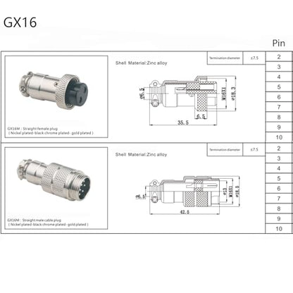 GX16 5 Pin Cable Double Female Head Aviation Cordset, GX16 5 Pin Panel Mount Circular Metal Aviation Connector Adapter Female to Female 20AWG（1Meter） - size: 3.28ft