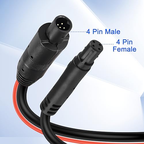 MEIRIYFA 4 Pin Backup Camera Extension Cable, 4 Pin Male to Female Dash Cam Extension Cord Rear View Camera Cable with Trigger Wire for Car, Pickup, Truck, SUV, Trailer (18FT) - size: 4 PIN
