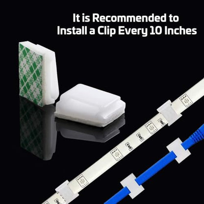 80Pcs Led Strip Light Clip White Self Adhesive Mounts for 10mm Light Strip - color: White, size: 10 mm