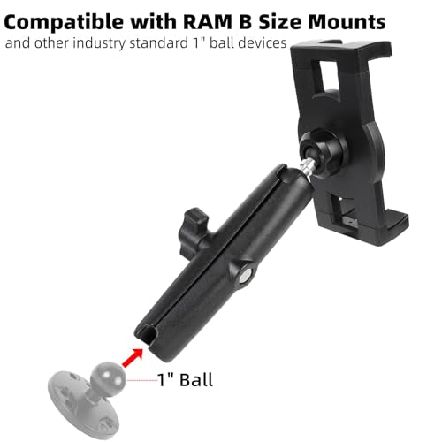 1" Ball Tablet Holder for RAM Mounts, Heavy Duty Clip Mount Fits 5-13" Tablets iPad Pro 12.9 Air Mini Galaxy Tab, Compatible with Car Truck Vehicle Mount System - size: Tablet Holder w 5.91" Arm